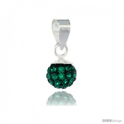 Sterling Silver Emerald Crystal Ball Pendants 6mm