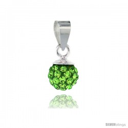 Sterling Silver Peridot Crystal Ball Pendants 6mm