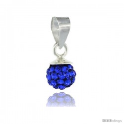 Sterling Silver Sapphire Crystal Ball Pendants 6mm