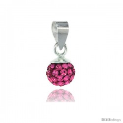 Sterling Silver Pink Tourmaline Crystal Ball Pendants 6mm