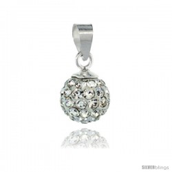 Sterling Silver White Crystal Ball Pendants 8mm