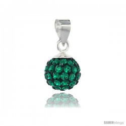 Sterling Silver Emerald Crystal Ball Pendants 8mm