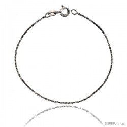 Sterling Silver Classic Italian Cable Chain Necklace RHODIUM FINISHED, Very Thin 0.9mm, Nickel Free