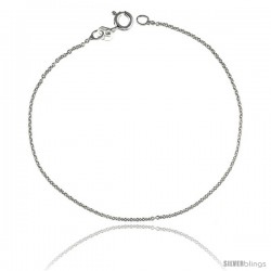 Sterling Silver Classic Italian Cable Chain Necklace RHODIUM FINISHED, 1.1mm thin, Nickel Free