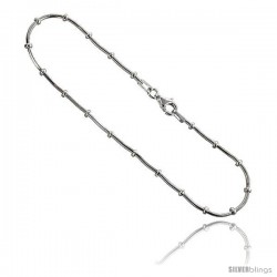 Sterling Silver Snake Chain Necklaces & Bracelets with Beads, Nickel Free 1mm