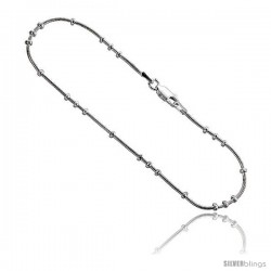 Sterling Silver Snake Chain Necklaces & Bracelets with 3 + 1 Beading, Nickel Free 1mm