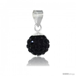 Sterling Silver Black Crystal Ball Pendants 8mm