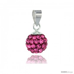 Sterling Silver Pink Tourmaline Crystal Ball Pendants 8mm