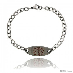 Surgical Steel Blank Medical Alert Bracelet 9/16 in wide, 8 1/2 in (22 cm) long