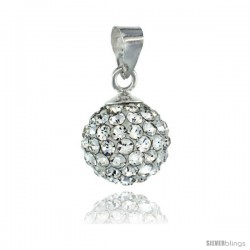 Sterling Silver White Crystal Ball Pendants 10mm