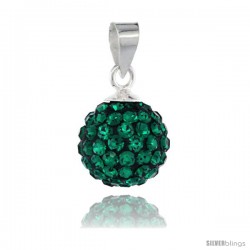 Sterling Silver Emerald Crystal Ball Pendants 10mm