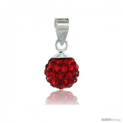 Sterling Silver Ruby Crystal Ball Pendants 8mm