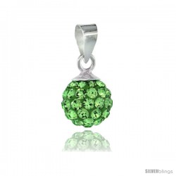 Sterling Silver Peridot Crystal Ball Pendants 8mm