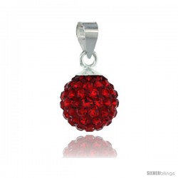 Sterling Silver Ruby Crystal Ball Pendants 10mm