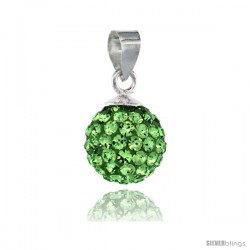 Sterling Silver Peridot Crystal Ball Pendants 10mm