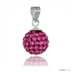 Sterling Silver Pink Tourmaline Crystal Ball Pendants 10mm