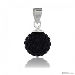 Sterling Silver Black Crystal Ball Pendants 10mm