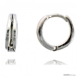 Sterling Silver Huggie Hoop Earrings, 7/16" (11 mm)