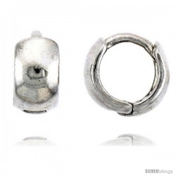 Sterling Silver Plain Huggie Hoop Earrings, 3/8" (9 mm)