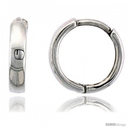 Sterling Silver Plain Huggie Hoop Earrings, 7/16" (11 mm)