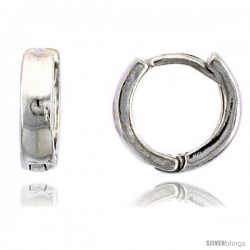 Sterling Silver Plain Huggie Hoop Earrings, 3/8" (10 mm) -Style Ceh27