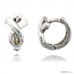 Sterling Silver Ribbon Lace Knot Huggie Earrings, 3/8" (9 mm)