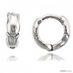 Sterling Silver Plain Huggie Earrings, 3/8" (9 mm)