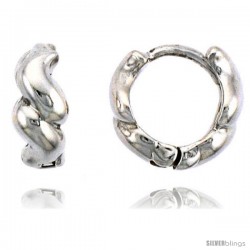 Sterling Silver Swirl Huggie Hoop Earrings, 3/8" (10 mm)