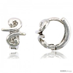 Sterling Silver Swirl Huggie Hoop Earrings, 3/8" (10 mm) -Style Ceh32