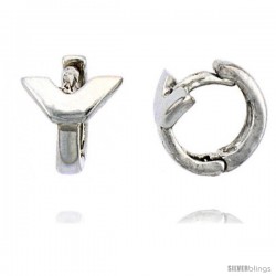 Sterling Silver Y-shaped Huggie Hoop Earrings, 5/16" (8 mm)