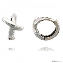 Sterling Silver Cross Huggie Hoop Earrings, 3/8" (9 mm)