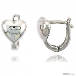 Sterling Silver U-shaped Heart Huggie Earrings, 7/16" (11 mm) tall