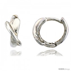 Sterling Silver Crisscross Huggie Hoop Earrings, 3/8" (10 mm)