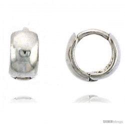 Sterling Silver Plain Huggie Hoop Earrings, 5/16" (8 mm)