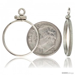 Sterling Silver 18 mm Dime (10 Cents) Screw Top Coin Bezel Frame Pendant (Coin is NOT Included)