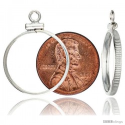 Sterling Silver 19 mm Copper Penny (1 Cent) Screw Top Coin Bezel Frame Pendant (Coin is NOT Included)