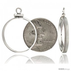 Sterling Silver 21 mm Nickel (5 Cents) Screw Top Coin Bezel Frame Pendant (Coin is NOT Included)