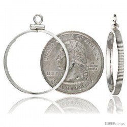 Sterling Silver 24 mm Quarter Dollar (25 Cents) Screw Top Coin Bezel Frame Pendant (Coin is NOT Included)