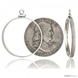 Sterling Silver 30 mm Half Dollar (50 Cents) Screw Top Coin Bezel Frame Pendant (Coin is NOT Included)