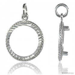 Sterling Silver 14 mm Coin Frame Bezel Pendant w/ Rope Edge Design for 1/20oz gold piece (Coin is NOT Included)