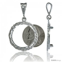 Sterling Silver 22 mm Nickel (5 Cents ) Coin Frame Bezel Pendant w/ Rope Edge Design (Coin is NOT Included)