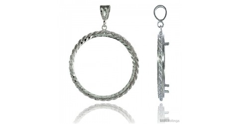 Sterling Silver 47 mm Coin Frame Bezel Pendant w/ Rope Edge Design ...