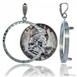 Sterling Silver 30 mm Half Dollar (50 Cents) Coin Frame Bezel Pendant w/ Diamond Cut Finish (COIN is NOT Included)
