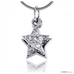 Sterling Silver Jeweled Star Pendant, w/ CZ Stones, 1/2 in. (13 mm) tall