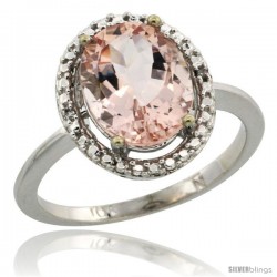 10k White Gold Diamond Morganite Ring 2.4 ct Oval Stone 10x8 mm, 1/2 in wide -Style Cw913114