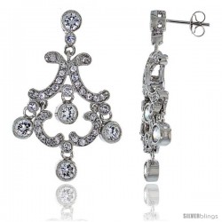 Sterling Silver CZ Chandelier Earrings -Style Che7