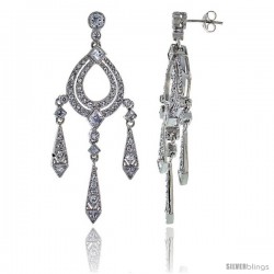 Sterling Silver CZ Chandelier Earrings -Style Che2