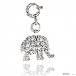 Sterling Silver Jeweled Elephant Pendant, w/ CZ Stones, 3/8 in. (10 mm)