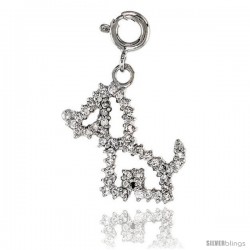 Sterling Silver Jeweled Puppy Pendant, w/ CZ Stones, 13/16 in. (20 mm)