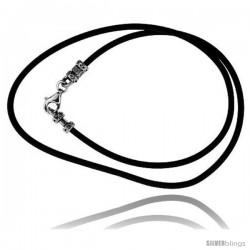 2mm Rubber cord necklace with sterling silver Crimp Type findings